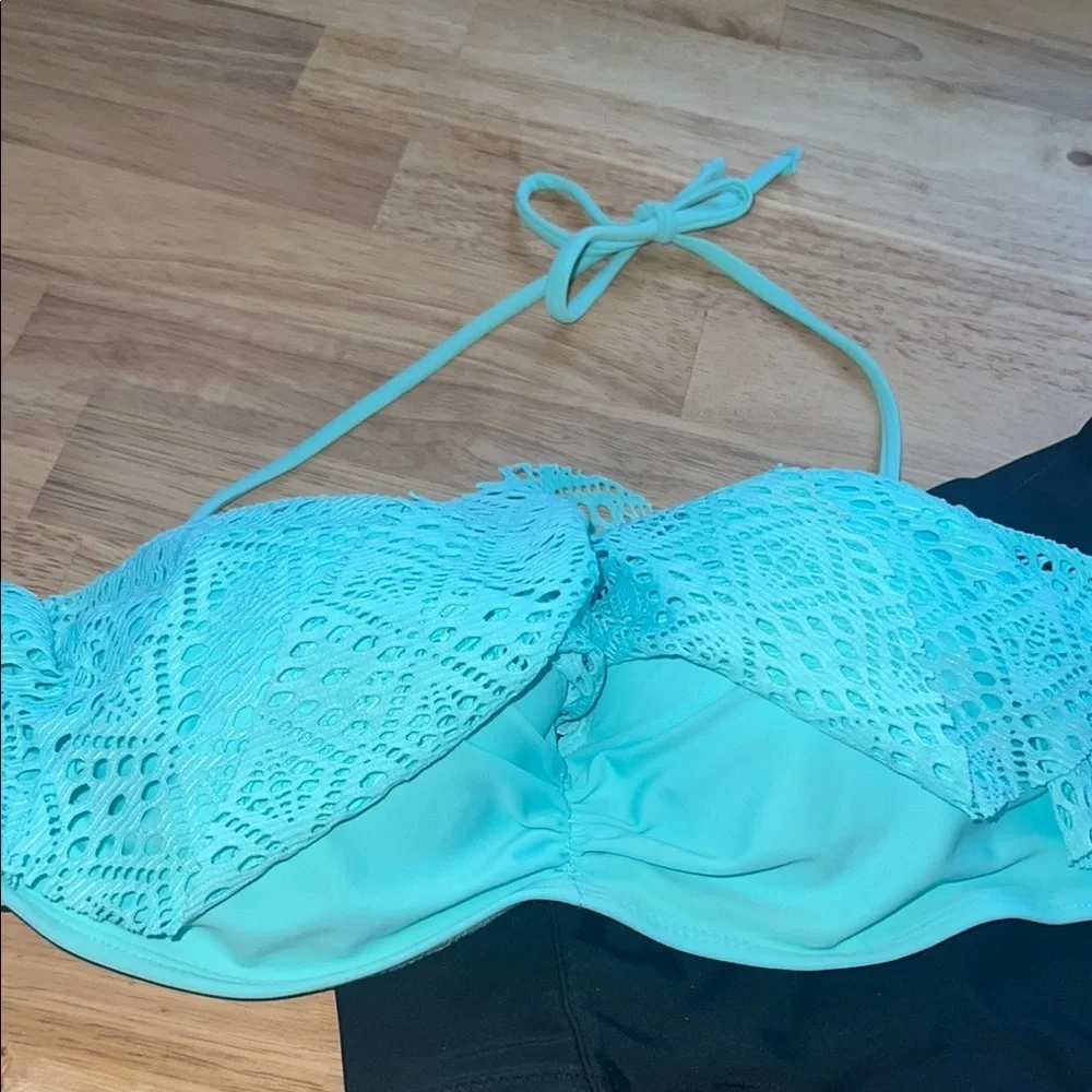 Zara Turquoise Floral and Black Bikini Set
